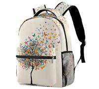 College School Backpack Art Tree with Flying around Color Butterflies Travel Work Rucksack Laptop Bag for Women Men