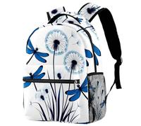 College School Backpack Blue Dragonflies Flying around Dandelions Travel Work Rucksack Laptop Bag for Women Men