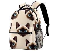 College School Backpack Cute Faces of Cats on a Beige Background Travel Work Rucksack Laptop Bag for Women Men