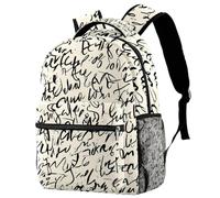 College School Backpack Hand Written Letters Travel Work Rucksack Laptop Bag for Women Men