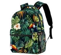 College School Backpack Palm Trees Jungle Leaves Exotic Birds Travel Work Rucksack Laptop Bag for Women Men