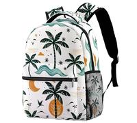 College School Backpack Waves Sun Birds Summer Pattern Travel Work Rucksack Laptop Bag for Women Men