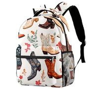 College School Backpack Wild West Various Cowboy Boots Pattern Travel Work Rucksack Laptop Bag for Women Men