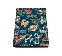 College Sports Badges A5 Notebook, Pu Leather A5 Notebooks, Lined Paper Meeting Notebook 180Pages/90Sheets, Exercise Book for Work, Notepad for Journaling Writing, College Essentials Journal Diary