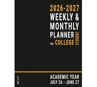 College Student Academic Year Planner 2026-2027: Weekly and Monthly, Horizontal Layout, 8.5 x 11 Large, University Assignments and Homework for Men, Black