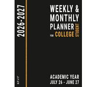 College Student Planner 2026-2027: Academic Year 26-27 Weekly and Monthly, Vertical Columns Layout, 8.5 x 11 Large, University Assignments and Homework for Men, Black
