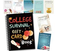 College Survival Gift Card Book, Fun Graduation Gift Card Holder Notebook, College Gift Card Book 24 Themed Pages Student Graduation Back to School Gift (#A)