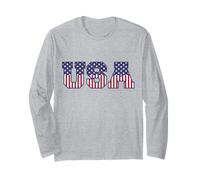 College USA Font Red White Blue Stars and Stripes Long Sleeve T-Shirt