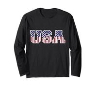 College USA Font Red White Blue Stars and Stripes Long Sleeve T-Shirt