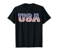 College USA Font Red White Blue Stars and Stripes T-Shirt