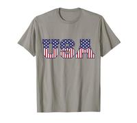 College USA Font Red White Blue Stars and Stripes T-Shirt