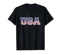 College USA Font Red White Blue Stars and Stripes Value Graphic T-Shirt