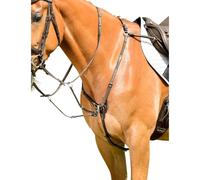 Collegiate ComFiTec Opulux 3-Point Padded Raised Breastplate with Running Attachment, Dark Brown, Full