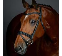 Collegiate ComFiTec Opulux Plain Padded Hanoverian Flash Bridle, Black, Cob