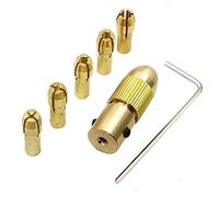 Collet Bit 5PCS Brass Twist Shank 0.5-3.0mm Collet Drill Chuck with Copper Drill Clip and Wrench for Rotary Tool