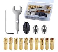 Collet Set, Keyless Replacement Parts 0.5 to 3.2 mm, 15-Piece Metal Bit Holder Set, for Milling, Engraving, Metalworking, Turning, Workshop, Industrial Tool, Hobby Mechanical Engineering
