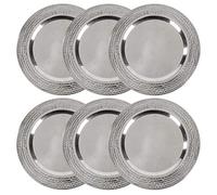 Colleta Home Stainless Charger Plate - 6 Pack - 13 inch Stainless Steel Chargers for Dinner Plates with Hammered Rim - Silver Charger Plates Set