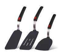 Collfa Kitchen Cooking Utensils Large Silicone Spatulas Turner Heat Resistant 3-Pack Set For Nonstick Cookware,BPA-Free Rubber Thin Slotted Flexible Flipper Spatula for Egg,Pancake,Fish,Cookie,Steak