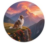 Collie 1000pc Round Puzzle Highlighting Pet Dog, A Joy to Assemble, Perfect for Relaxing in The Sunroom 1000pcs (67.5x67.5cm)
