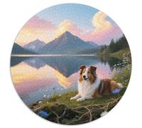 Collie 1000pc Round Puzzle with Pet Dog, Offers A Relaxing Yet Challenging Experience, Brilliant for Mindfulness Practice 1000pcs (67.5x67.5cm)