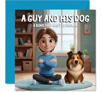 Collie Birthday Card for Men - A Guy and His Dog - Happy Birthday Card for Boys, 145mm Male Greeting Cards
