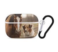 Collie Dog Horse AirPods Pro 2 Case Cover, Shockproof Hard Shell Protective Case for Women Men, Compatible with Airpod Pro Case 2nd/1st Generation with Keychain-White