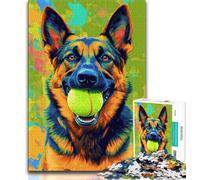 Collie Playing with Tennis Ball 1000 Piece Jigsaw Puzzles for Adults,Stress Reliever Difficult Challenge Suitable for Desktop Decoration (50x75cm)