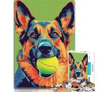Collie Playing with Tennis Ball Jigsaws 1000 Pieces for Adults,Challenging Game And Family Play with Fully Interlocking Randomly Shaped Pieces 50x75cm