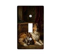 Collie Single Light Switch Cover Plate, Classic Rustic Kittens Chest N/a Brown Plastic Standard Size Decorative Wall Plates for Home Living Room Bedroom Bathroom Decor (Single)