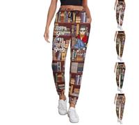 Collienght Just A Girl Who Loves Books Reading Lovers Sweatpants Custom Name Cartoon Portrait Joggers Personalized Bookshelf Flower All-over Print Sweatpantsfor Librarian Bookworm Bookish Girl Women