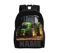 Collienght Large Capacity 2D Flat Construction Tractor Prints Backpack with Name Custom Tractors-Themed Outdoor Backpack for Women or Men Personalized Casual Daypack with Name for Engineering Lover