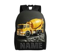 Collienght Personalized 2D Concrete Mixer Truck Prints Backpack for Engineering Fans Custom Backpack with Names for Women and Men Personalized Adjustable Engineering Car-Themed Outdoor Travel Daypack