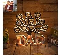Collienght Personalized Family Tree Acrylic Lights Custom 1-12 Child's Names Tree of Life Night Light Dad LED Lamp Fathers Day Decor (DAD Family Tree Acrylic Lights)