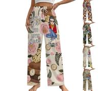 Collienght Personalized Name Cartoon Portrait Pajamas Pants Reading Lover Sweatpants Custom Just A Girl Who Loves Books Bookshelf Flower All-over Print Pajamas Pants for Librarian Bookworm Bookish