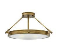 Elstead Lighting Elstead Hinkley Collier 4 Light Semi Flush Ceiling Fitting In Herritage Brass Finish With Opal Glass Shade