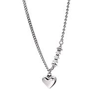 Collier avec pendentif en forme de cœur et d'étoile argent Sterling 925, chaîne asymétrique perles rondes thaïlandaises pour femmes