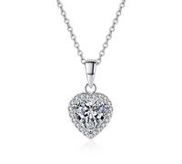 Collier avec pendentif moissanite 1 carat couleur D VVS1 pour femme, argent sterling 925 plaqué or 18 carats, pendentif cœur pour femme, cadeau de Saint-Valentin d'anniversaire avec certificat