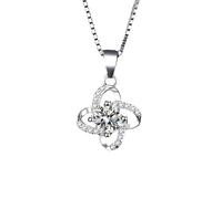 Collier avec pendentif moissanite 1 carat couleur D VVS1 pour femme, en argent sterling 925 plaqué or 18 carats avec pendentif trèfle à quatre feuilles - Cadeau de Saint-Valentin d'anniversaire avec