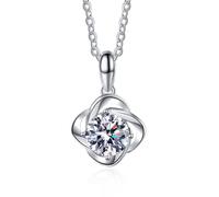 Collier en argent sterling 925 avec diamant moissanite 1 ct avec couleur D VVS1 - Pendentif diamant jaune/bleu/rose - Cadeau pour maman et fille avec certificat, pierre précieuse, moissanite,