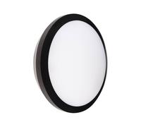 Collingwood WL95B2NMECS WL95 Versa Black 250mm 5-8W IP65 750-1200lm CCT Round LED Bulkhead, On-Off Microwave Sensor & Self-Test Emergency