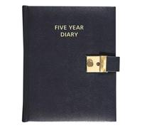 Collins 5 Year Undated Lockable Hardback Leathergrain Desk Diary Black