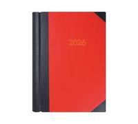 Collins Debden Desk Diary 2026 - A4 Hard Cover Two Pages Per Day Planner - Red