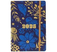 Collins Abstract Botanicals 2025 Planner - A5 Week to View Diary - Blue - (E-AB153.59-25) - Stylish Weekly Eco Diary with Recycled Paper