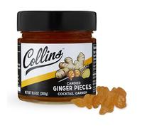 Collins Cubed in Ginger Syrup for Cocktails, Gluten Free Cocktail Garnish for Whiskey, Rum, Martini, Mojito, Gin, Moscow Mule, Tea, Desserts, Baking, Drink Accessories, Home Bar, 10.6 oz, Set of 1