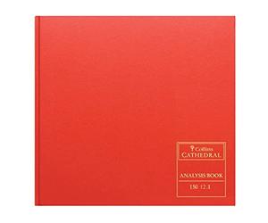 Collins Debden Ltd 061322 150 Series Cathedral Analysis Book, 12 Cash Columns, 297 x 315 mm, 96 Pages, Red