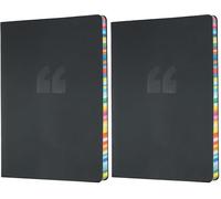Collins - Edge Rainbow - Notebook A5 Ruled - Charcoal (Pack of 2)