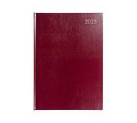 Collins Essential 2025 Business Diary - A4 Week to View Planner with Leathergrain Hardback Cover - Maroon - ESSA43.78-25