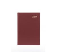 Collins Essential 2025 Business Diary - A5 Day to a Page Planner with Leathergrain Hardback Cover - Maroon - ESSA51.78-25