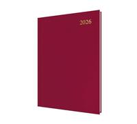 Collins - Essential - 2026 12 Month Calendar Year Planner, Day-To-Page Diary, A4 Hard Cover - Maroon (ESSA41.78-26)