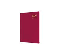 Collins - Essential - 2026 12 Month Calendar Year Planner, Day-To-Page with 1/2 Hourly Appointments Diary, A5 Hard Cover - Maroon (ESSA51A.78-26)